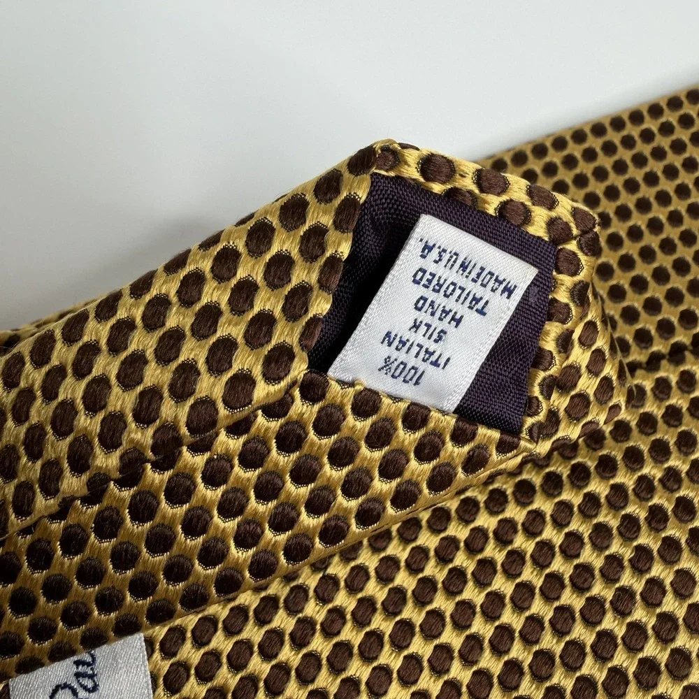 NWOT Paul Fredrick Men's Silk Necktie Gold Brown 4